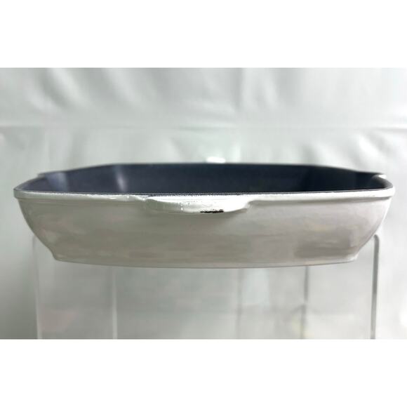 Le Creuset #26 Square Cast Iron White Enamel Skillet Grill Pan 10” France - Picture 6 of 7